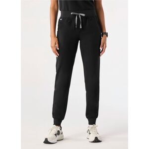 Figs Black Track Joggers with Gray Drawstring